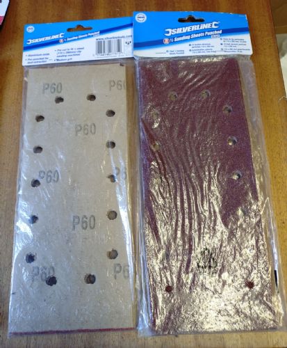 Silverline Sanding Sheets 115mm x 280mm x 14 hole x 60 grit - Pack of 10